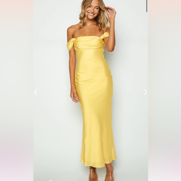 Beginning Boutique Dresses & Skirts - Light Yellow Off Shoulder Formal Maxi Dress